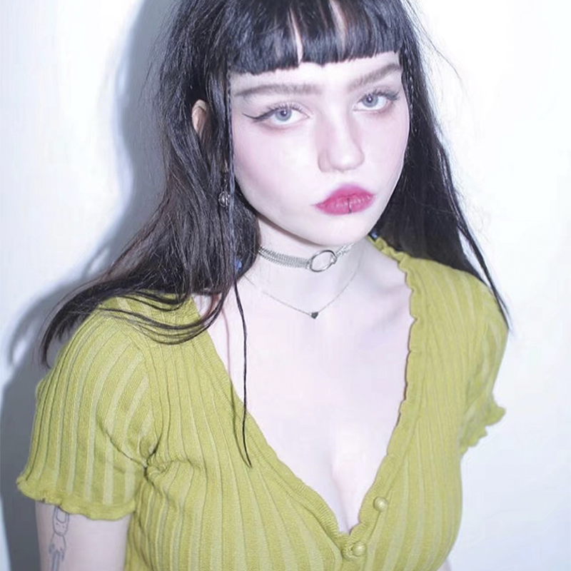 Women Fashion Short-Sleeve Ruffles Cardigans Sweaters Knits Tees With Single Breasted Big Elastic Knitted Crop Tops B4