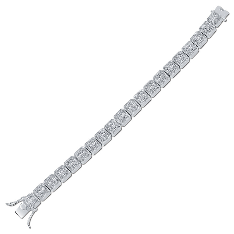 10mm 18K Gold Cluster Tennis Chain Bracelet Bling Square CZ Cubic Zirconia Hip Hop Full Iced Out Diamond Rapper Wristband Pulseira Bijoux Jewelry Gift
