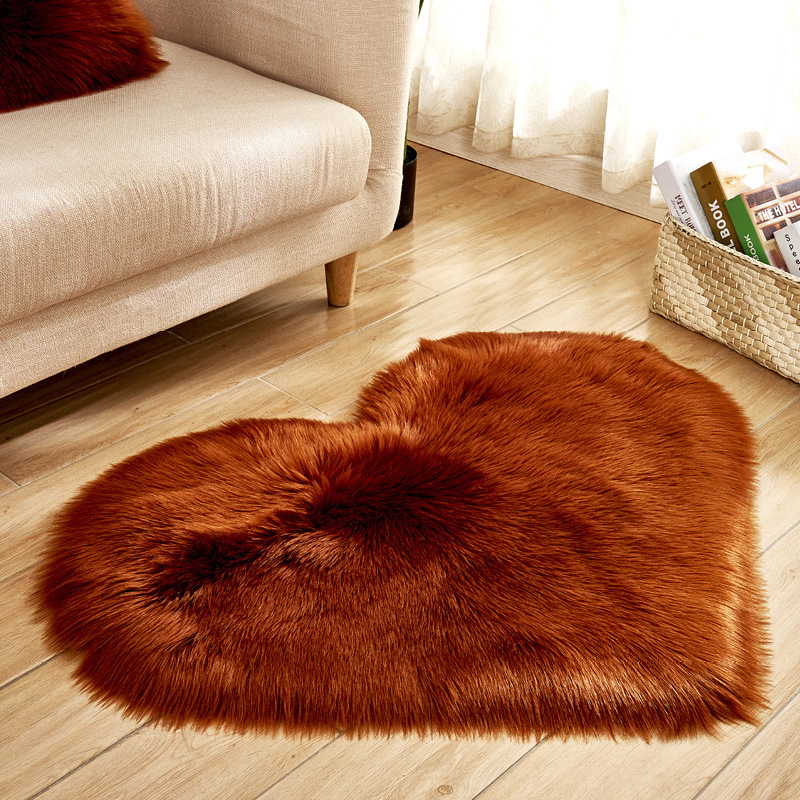 Heart Shape Washable Shiny Fur Sheepskin Soft Carpet Floor Carpets Livingroom Rug Home Decor Valentine's Day Gift girls bedroom rugs