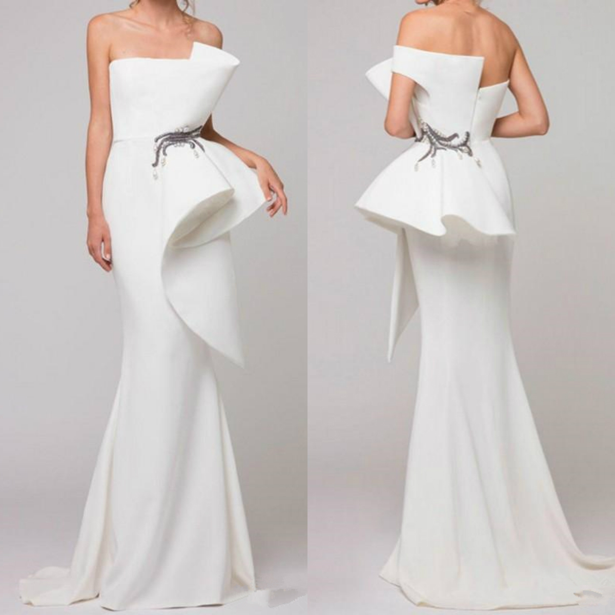2019 Azzi&Osta Mermaid Prom Dresses Strapless Appliques Plus Size Evening Gowns robes de soirée Beach Special Occasion Dress Formal Wear