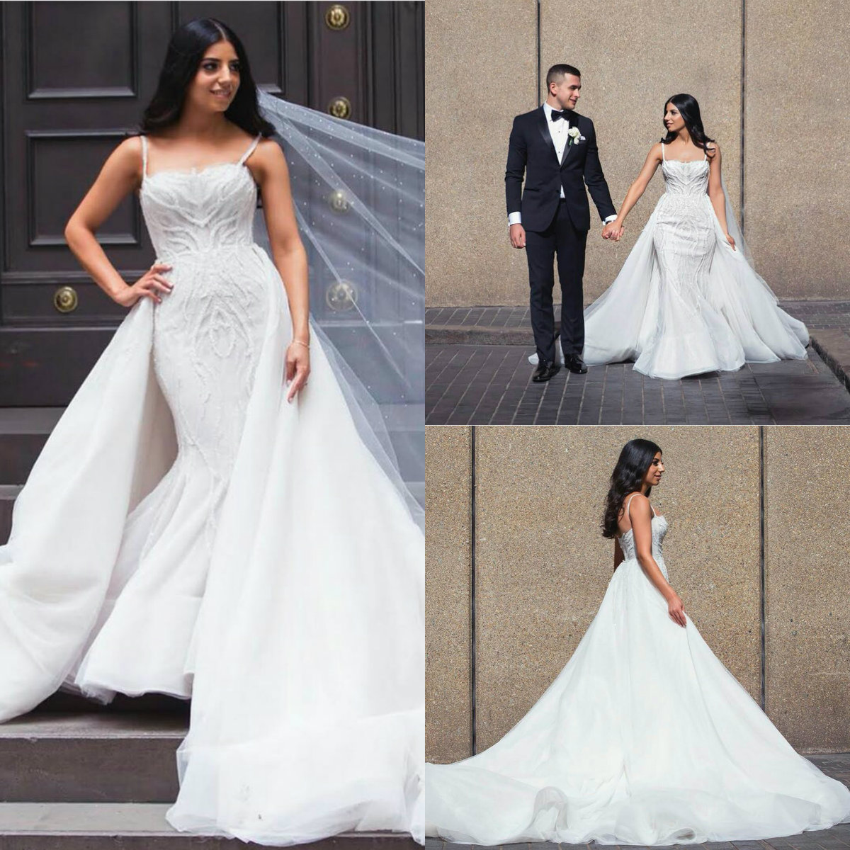 2021 Mermaid Wedding Dresses Spaghetti Straps Lace Appliques Bridal Gowns Custom Made Backless Detachable Train Beach Robe De Soiree, Gold
2021 Mermaid Wedding Dresses Spaghetti Straps Lace Appliques Bridal Gowns Custom Made Backless Detachable Train Beach Robe De Soiree, Gold