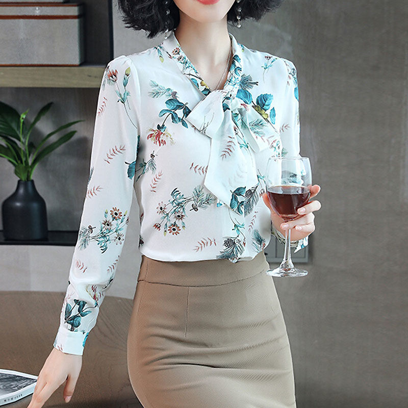 2020 New Spring Summer Women Shirts Long Sleeve Tie Bow Floral Printed Chiffon Blouse Female Fashion Office Ladies Shirt X210, White
2020 New Spring Summer Women Shirts Long Sleeve Tie Bow Floral Printed Chiffon Blouse Female Fashion Office Ladies Shirt X210, White