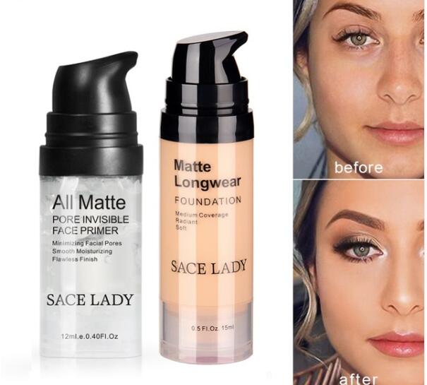Face primer makeup set liquid foundation cream waterproof matte base make up natural concealer oilcontrol cosmetic