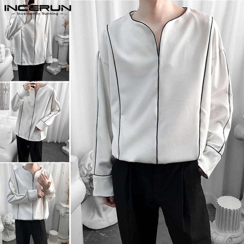 INCERUN 2020 Long Sleeve Loose Brand Shirts Fashion Men Casual Shirt Korean Chic V Neck Blouse Color-block Camisa Plus Size, White
INCERUN 2020 Long Sleeve Loose Brand Shirts Fashion Men Casual Shirt Korean Chic V Neck Blouse Color-block Camisa Plus Size, White