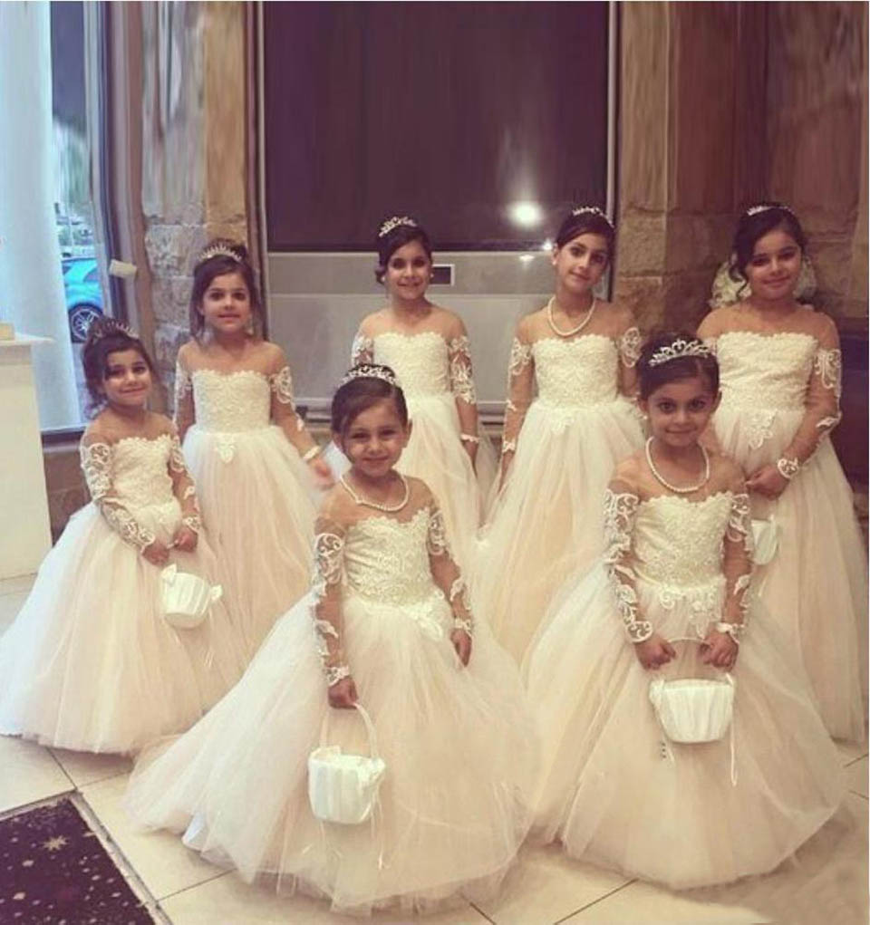 Ball Gown Lace Flower Girl Dress for Wedding Party Baby Toddler Tutu First Communion Dresses Little Girls Birthday Prom Gown Customize