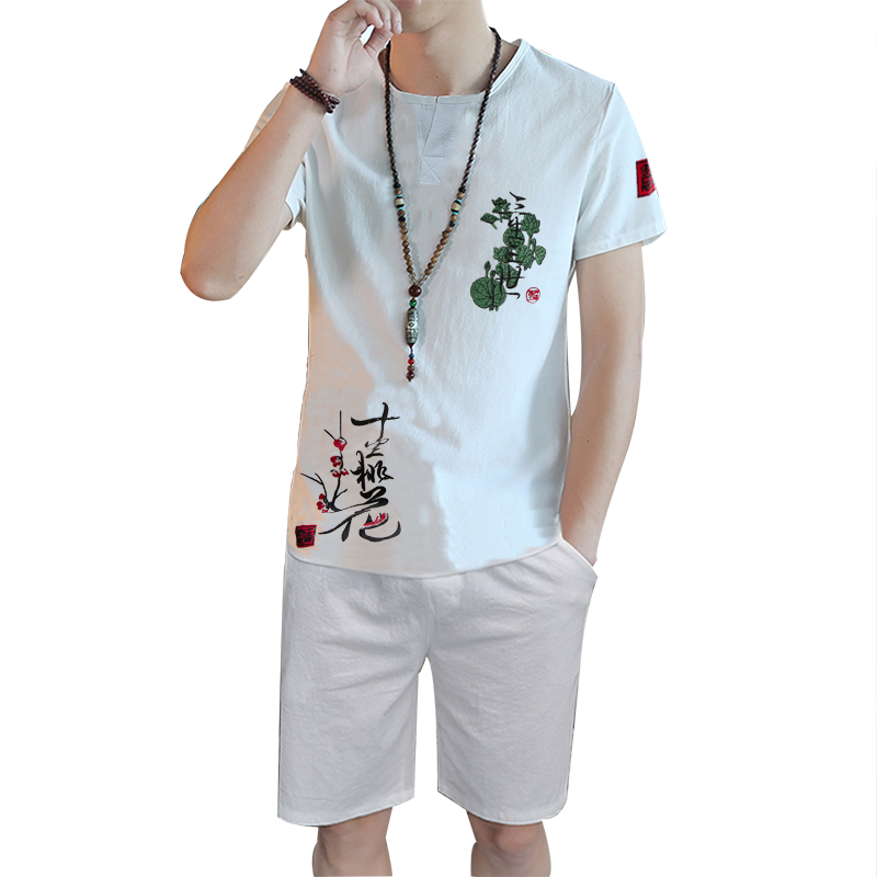 Summer Fashion Men's shirts embroidery 2 piece set Floral Short Sleeve Men's Sets Casual shorts Suits Chinese style, Black
Summer Fashion Men's shirts embroidery 2 piece set Floral Short Sleeve Men's Sets Casual shorts Suits Chinese style, Black