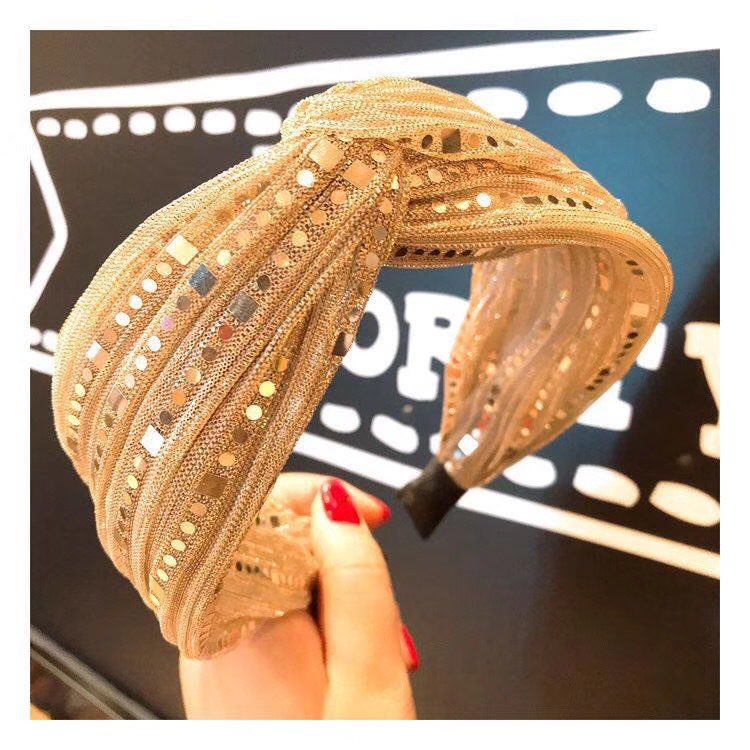 2025 new Fashion Style Headbands Wide Edge Crossing Hair Hoop Sequins Fabric Headband Hairpin Women Jewelry Free shipping