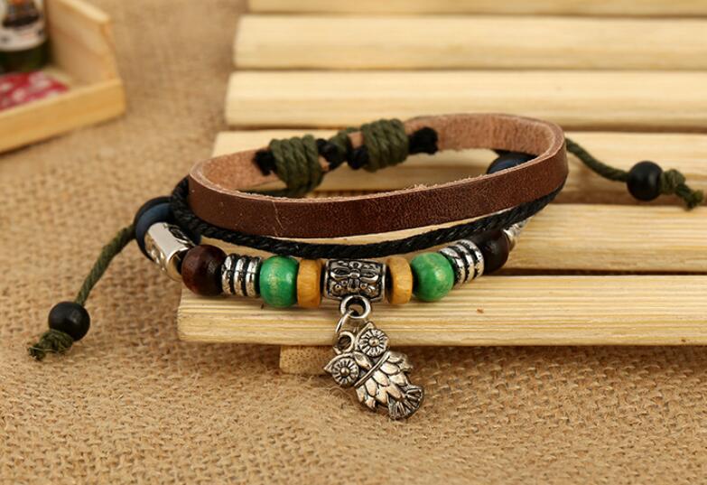 hot Bulk Mix Styles Beads Pendant Leather Bracelet Metal Leather Cuff skull punk rock sport Bracelets Men's Women's Jewelry Party Gifts