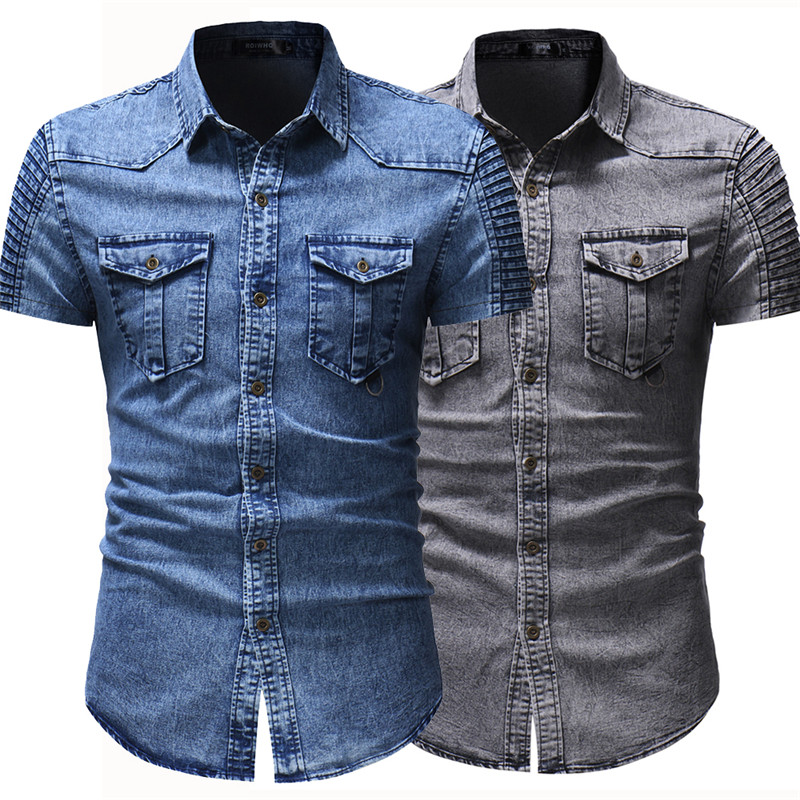 HuLooXuJi Fashion Mens Denim Shirt Summer Short Sleeve Washed Cotton Fold Jeans Shirts Casual Slim Fit Tops Clothing, Blue
HuLooXuJi Fashion Mens Denim Shirt Summer Short Sleeve Washed Cotton Fold Jeans Shirts Casual Slim Fit Tops Clothing, Blue