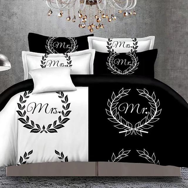 Black&white Her Side His Side Bedding Sets  Size Double Bed 3pcs Bed Linen Couples Duvet Cover Set, Style 1 
Black&white Her Side His Side Bedding Sets  Size Double Bed 3pcs Bed Linen Couples Duvet Cover Set, Style 1