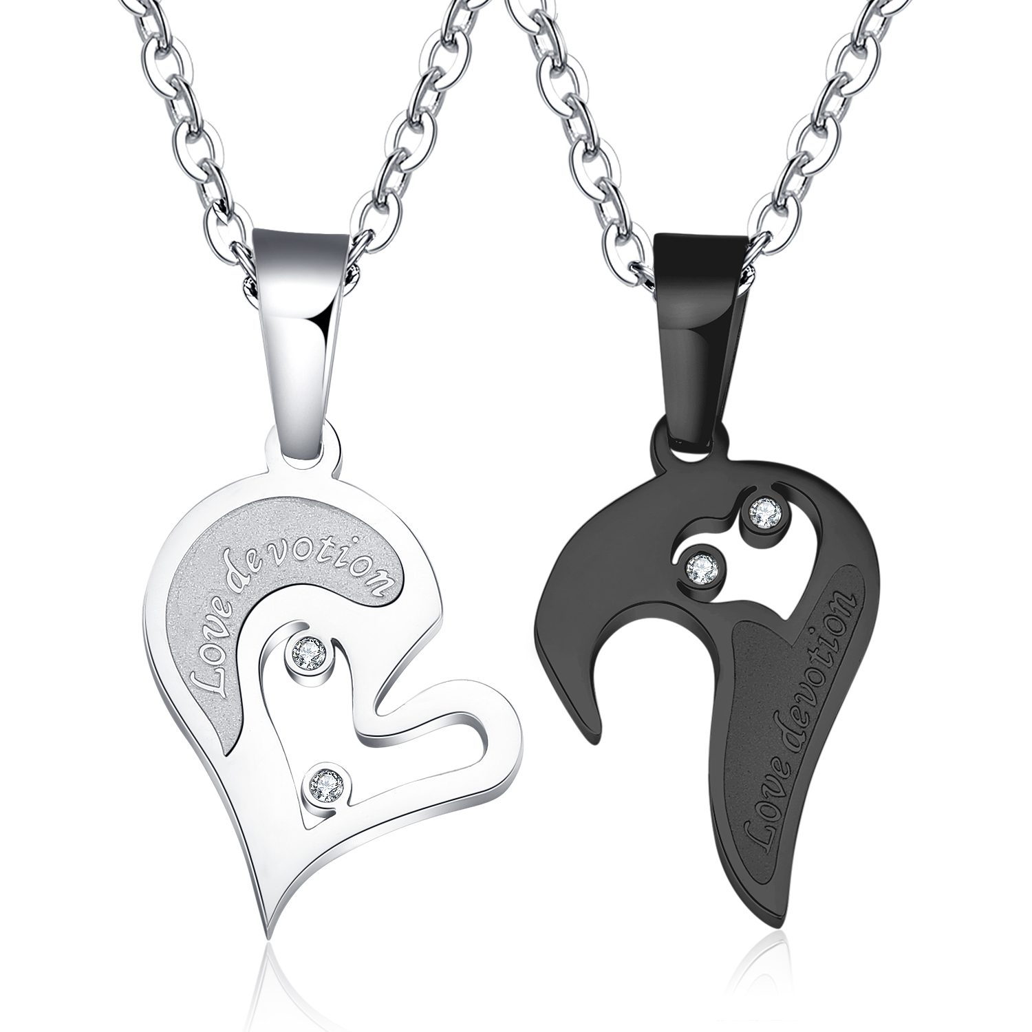 Lover Heart Shape Puzzle Pendant Necklace with Cubic Zirconia 14K Gold Plated Necklace Jewelry Lovers Gift