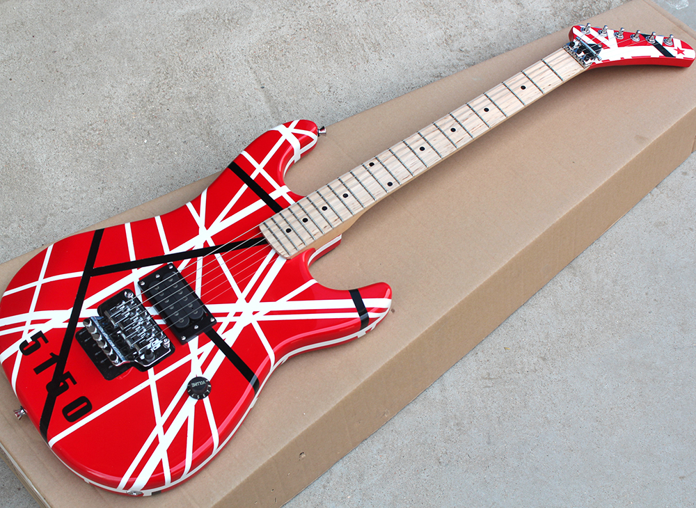 Factory wholesale red electric guitar with black strips Floyd rose Maple fingerboard Can be customized
Factory wholesale red electric guitar with black strips Floyd rose Maple fingerboard Can be customized
