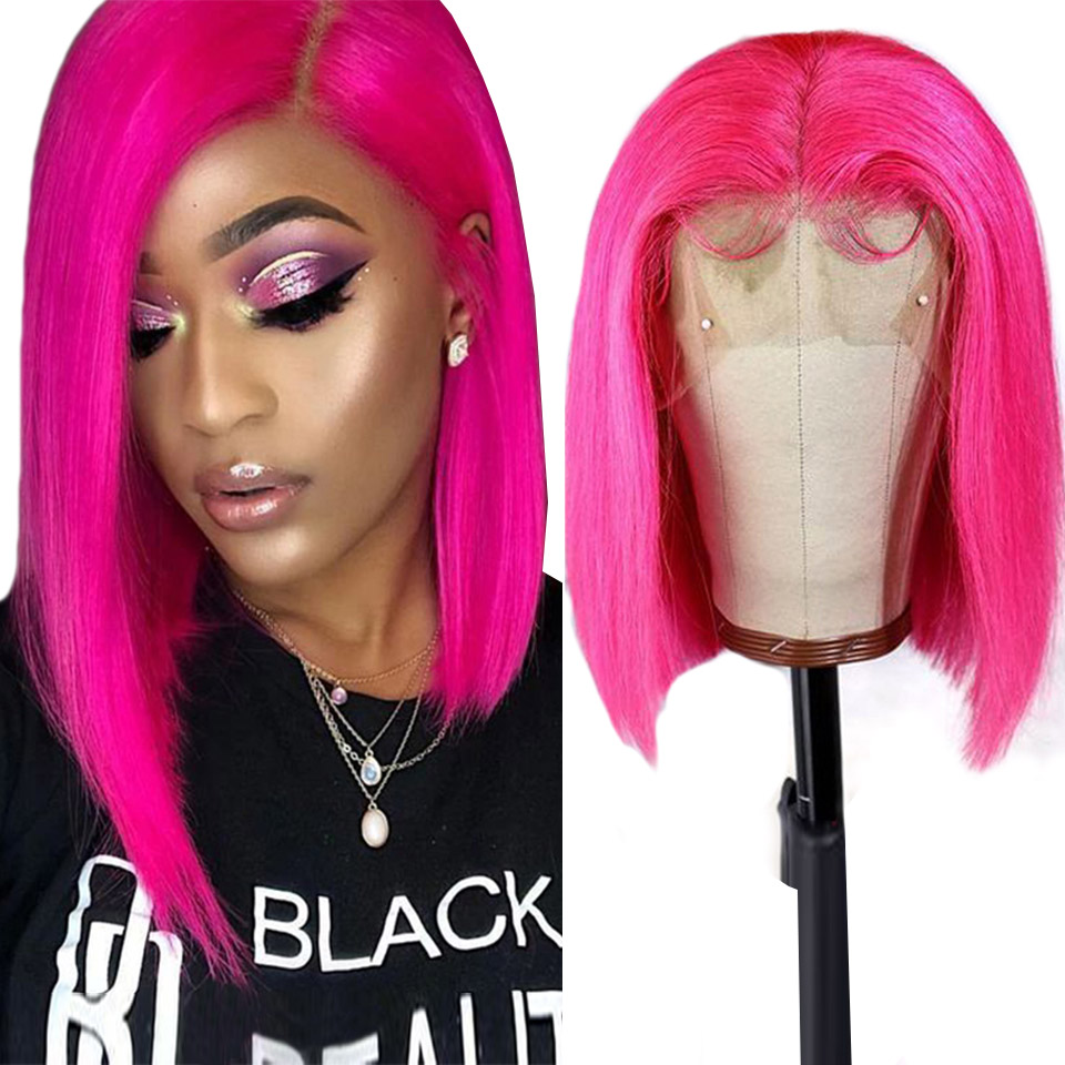 Straight Short Bob Wigs 99j Blue 613 Blonde 13x4 Lace Front Human Hair Wig Pink Green Straight Ombre Wigs