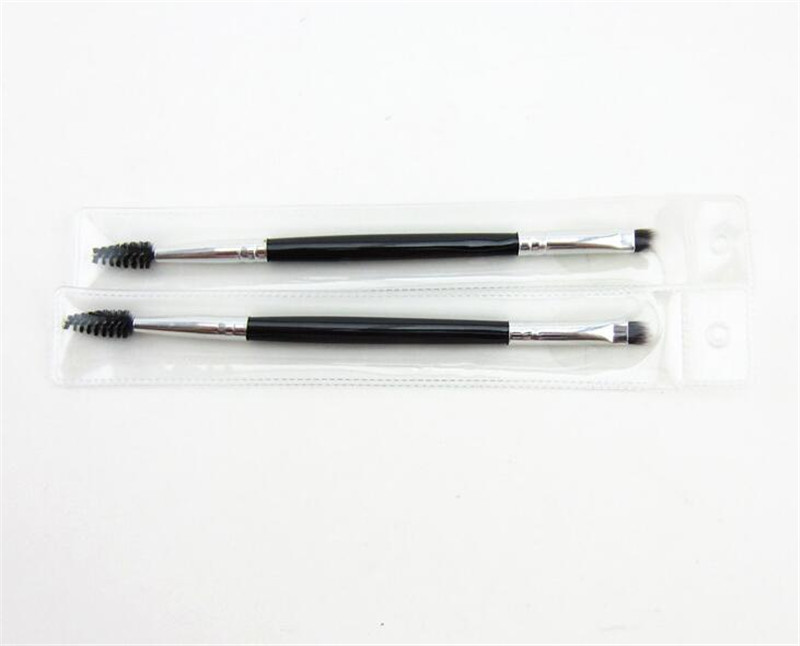 New Health 2in1 Bevel Eyebrow Brush Makeup Double-headed Inclined Eyebrow Brush Eyelashes Curler Volume Tool pincel maquiagem professional KD1