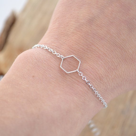 Gold Silver Simple Hollow Line Hexagon Bracelet Cut Out Open Sexangle Bracelets Geometric Jewelry for Women