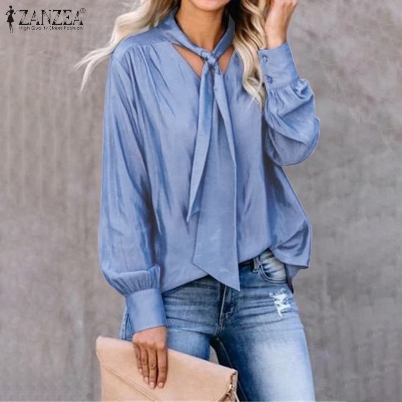 5XL ZANZEA Spring Work Tunic Tops Elegant Solid V Neck Bow Tie Blouse Fashion Women Long Sleeve Shirts Female Blusas Chemise, Blue
5XL ZANZEA Spring Work Tunic Tops Elegant Solid V Neck Bow Tie Blouse Fashion Women Long Sleeve Shirts Female Blusas Chemise, Blue