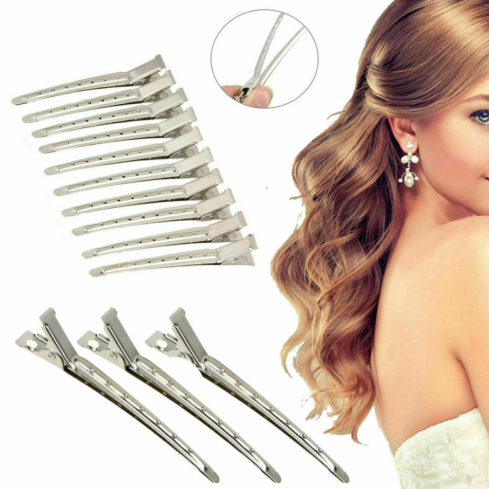 24pcs Hair Sectioning Clips Metal Crocodile Hairdressing Salon Grip Clamps Clip in hair extensions