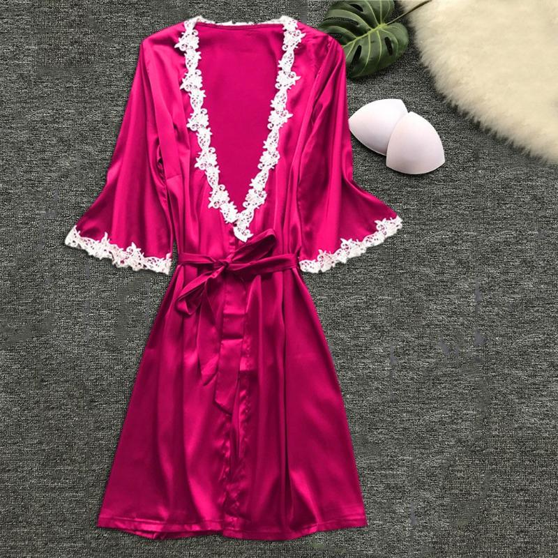 Women Sexy Satin Silk Sleepwear Nightdress Lingerie Lace Solid Multicolor Robe De Nuit Femme Bathrobe Nightwear All Season Dress 
Women Sexy Satin Silk Sleepwear Nightdress Lingerie Lace Solid Multicolor Robe De Nuit Femme Bathrobe Nightwear All Season Dress