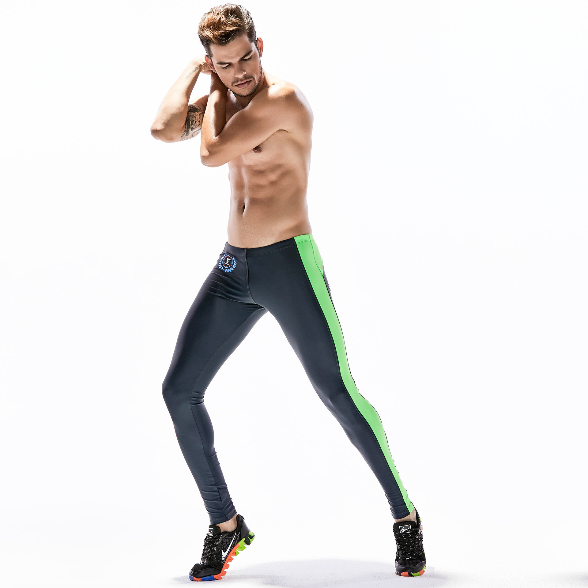 Running Tights Elastic Skinny Leggings Sport Leggings for Man Ankle Length Compression Pants Mens Compression Running Tights Runni