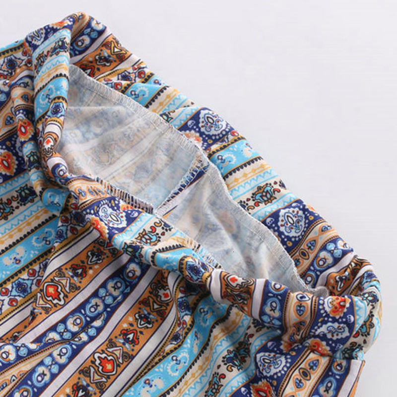 2018 Women Striped Printed New Boho Flare Pants High Elastic Waist Vintage Soft Stretch Ethnic Style Bell Bottom Hippie Pants V191019