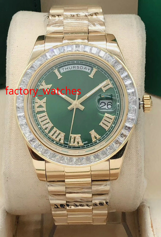 NEW arrive men watch Baguettes Diamond Bezel 41mm automatic Movement gold stainless steel 6 color dial Men's Sport diamond Wrist Watches, Green face
NEW arrive men watch Baguettes Diamond Bezel 41mm automatic Movement gold stainless steel 6 color dial Men's Sport diamond Wrist Watches, Green face