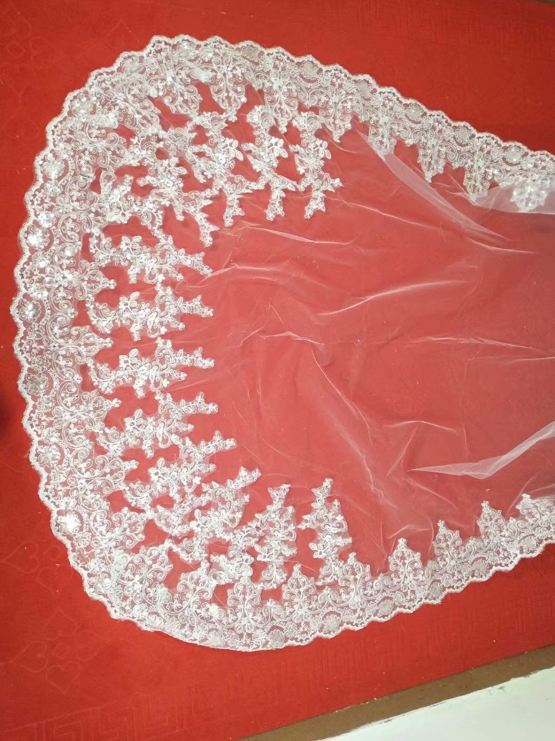 3M Long Wedding Veils Cathedral 2T Bridal Veil Accessories Lace Applique Sequins Bride Veil With Free Comb