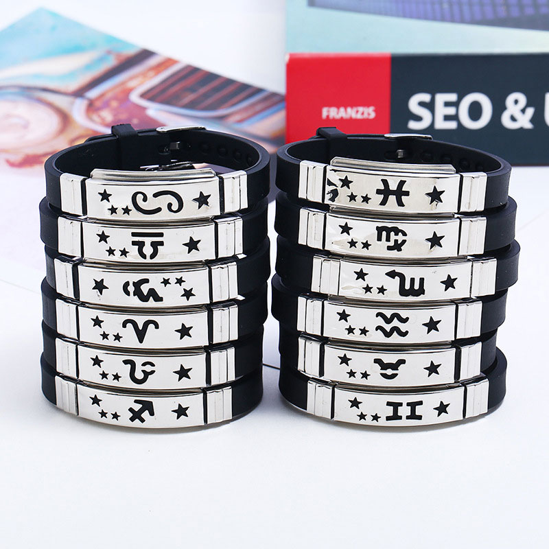New Arrival Stainless Steel Punk 12 constellations Bangle for Men Fashion Silicone Zodiac Bracelets Jewelry Free Shipping
New Arrival Stainless Steel Punk 12 constellations Bangle for Men Fashion Silicone Zodiac Bracelets Jewelry Free Shipping