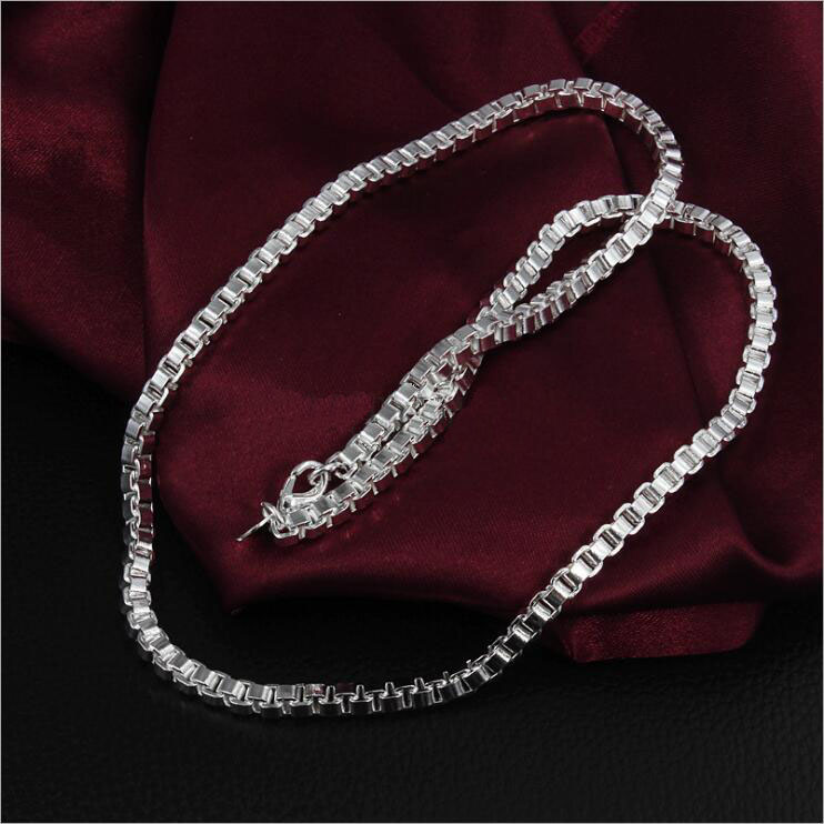 4MM box chain Aberdeen 925 sterling silver jewelry sets LS-09.man style 925 silver plated neckace bracelet set.support Wholesale, retail,