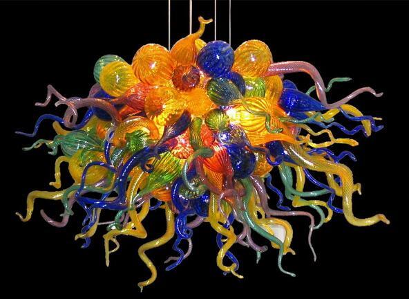 Modern Led Chandelier Multicolor Hand Blown Glass Chandeliers Hanging LED Pendant Lamps Wedding Favors Pretty Home Hotel Art Decoration