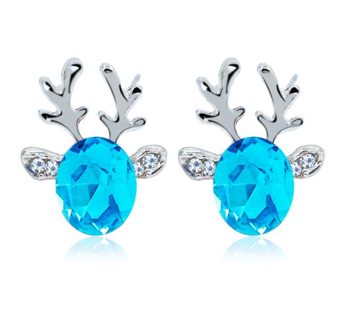 Women Xmas Gift Elegant Jewelry Christmas Pearl Deer Earrings Reindeer Ear Stud GB1353