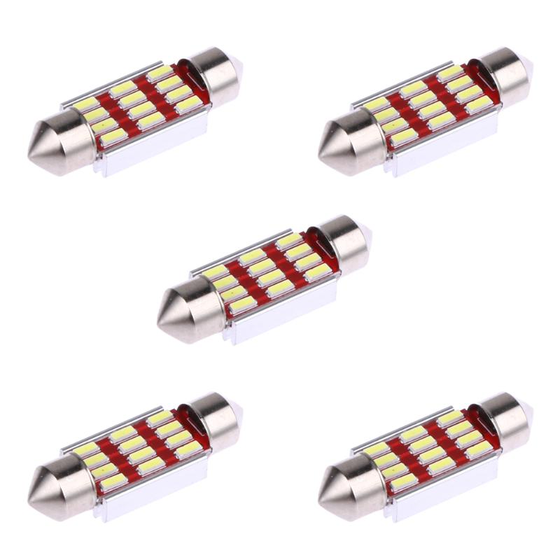 VODOOL 5 Pcs Car Automotive Dome LED Lights Decoding Double Tip 6000K 4014 12SMD 41MM for Auto Roof /Step Lights License Lamp
VODOOL 5 Pcs Car Automotive Dome LED Lights Decoding Double Tip 6000K 4014 12SMD 41MM for Auto Roof /Step Lights License Lamp