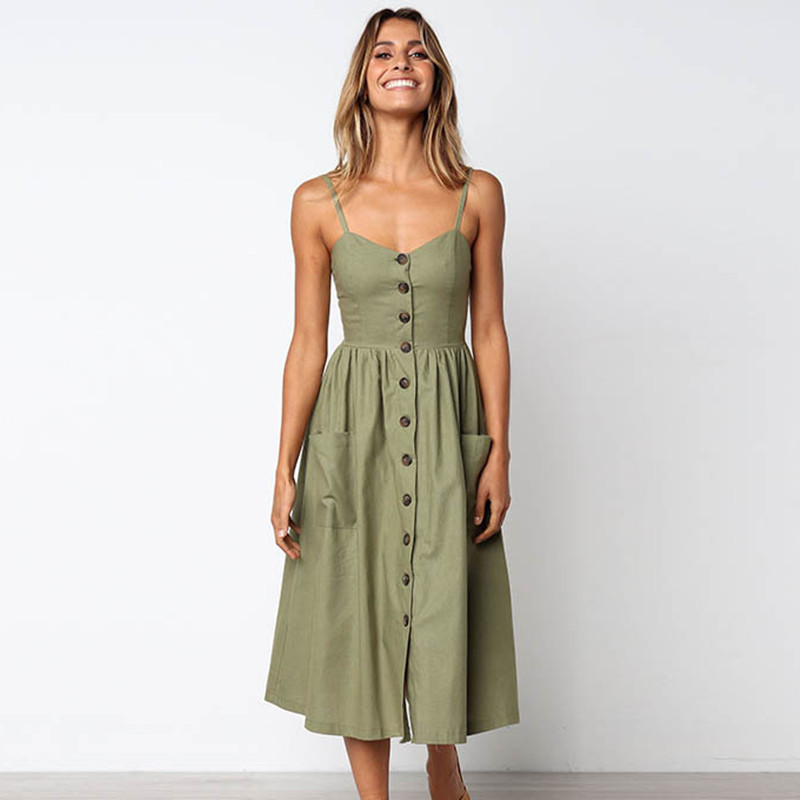 Army Green Sundress Women Summer Dress Boho Style Sexy Dress Midi Button Backless Striped Floral Beach Female, Color 26
Army Green Sundress Women Summer Dress Boho Style Sexy Dress Midi Button Backless Striped Floral Beach Female, Color 26