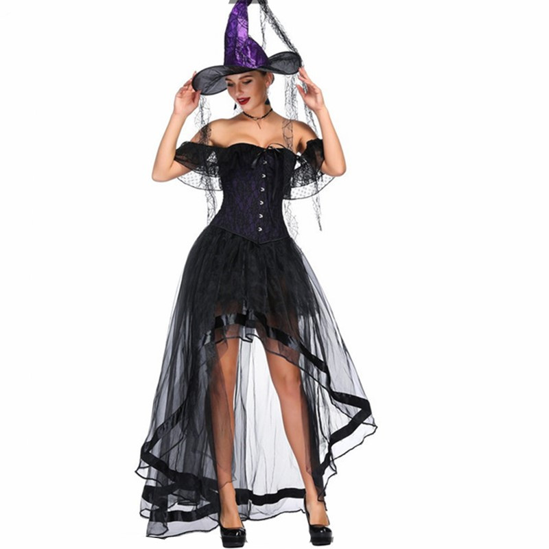 Women Elastic Waist Black Mesh Tulle Hi-lo Floor Length Long Swing Skirt for Burlesque Corset Top Perfect Halloween Outfit Skirts Plus Size