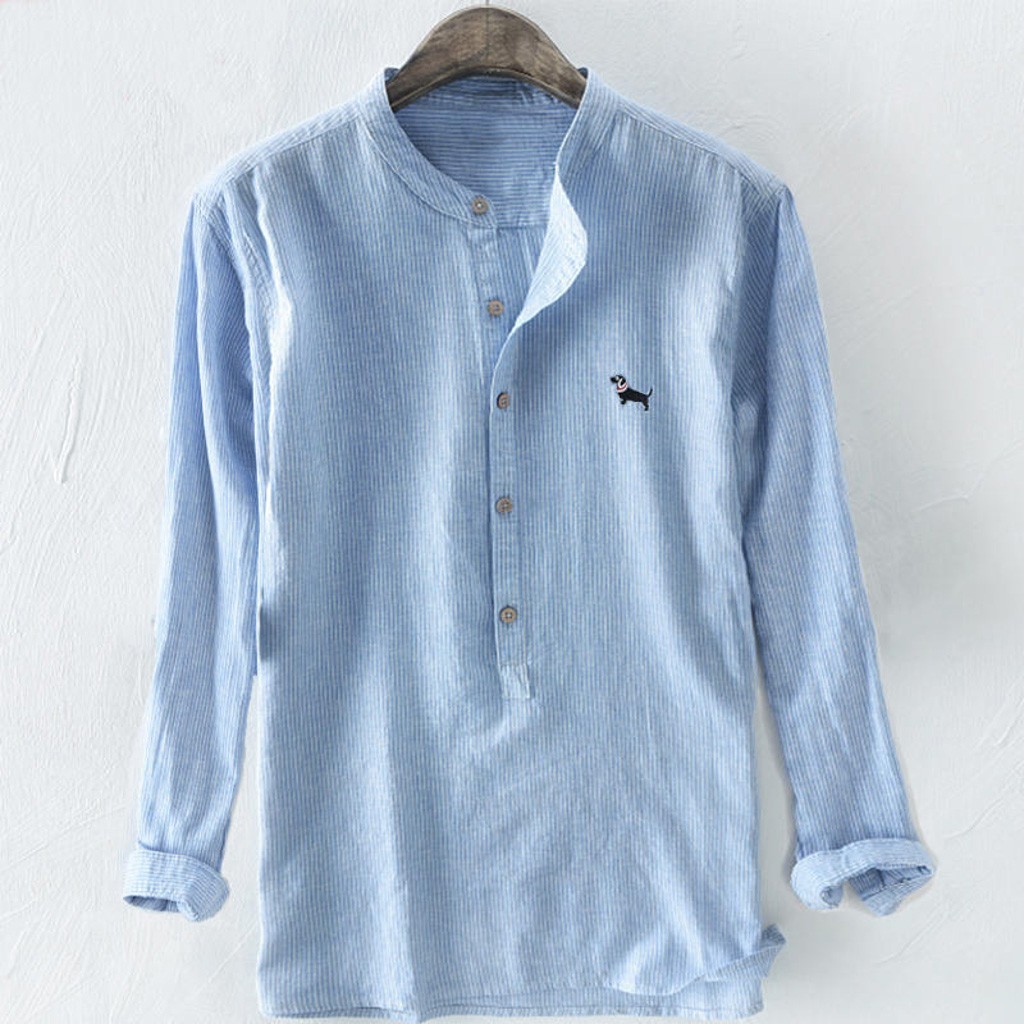Mandarin Collar Linen Shirts Fit Button Sweatshirt Traditional Chinese Casual Shirt 3XL Summer Fashion Long Sleeve Top Blouse, Blue
Mandarin Collar Linen Shirts Fit Button Sweatshirt Traditional Chinese Casual Shirt 3XL Summer Fashion Long Sleeve Top Blouse, Blue