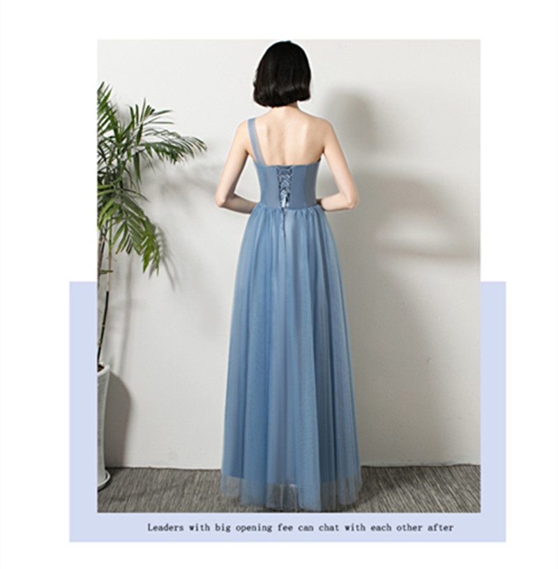 Dusty Blue Tulle Bridesmaid Dresses Mixed Style 2020 Long Bridesmaid Gowns Floor Length Wedding Guest Dress