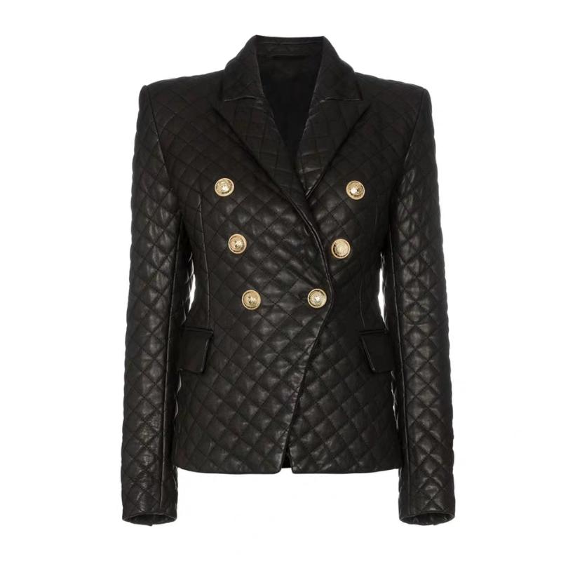 Top Quality New Latest Winter Blazer Female Jacket Double Breasted Buckle Slim Stitching Rhombic Black PU Leather Blazer Women, Skirt
Top Quality New Latest Winter Blazer Female Jacket Double Breasted Buckle Slim Stitching Rhombic Black PU Leather Blazer Women, Skirt
