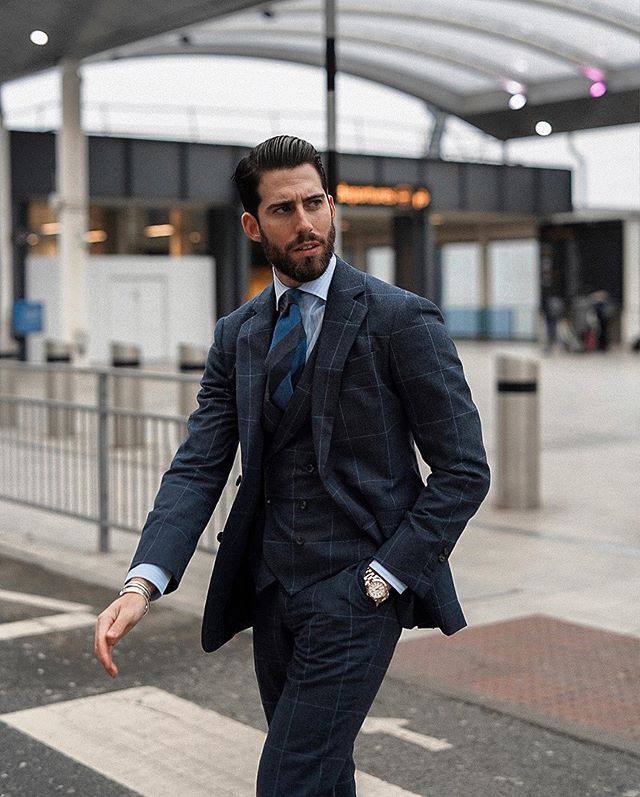 Handsome Check Plaid Groom Wedding Suits Groom Slim Fit Two Button Formal Work Prom Office Blazer Jacket(Jacket+Vest+Pants)