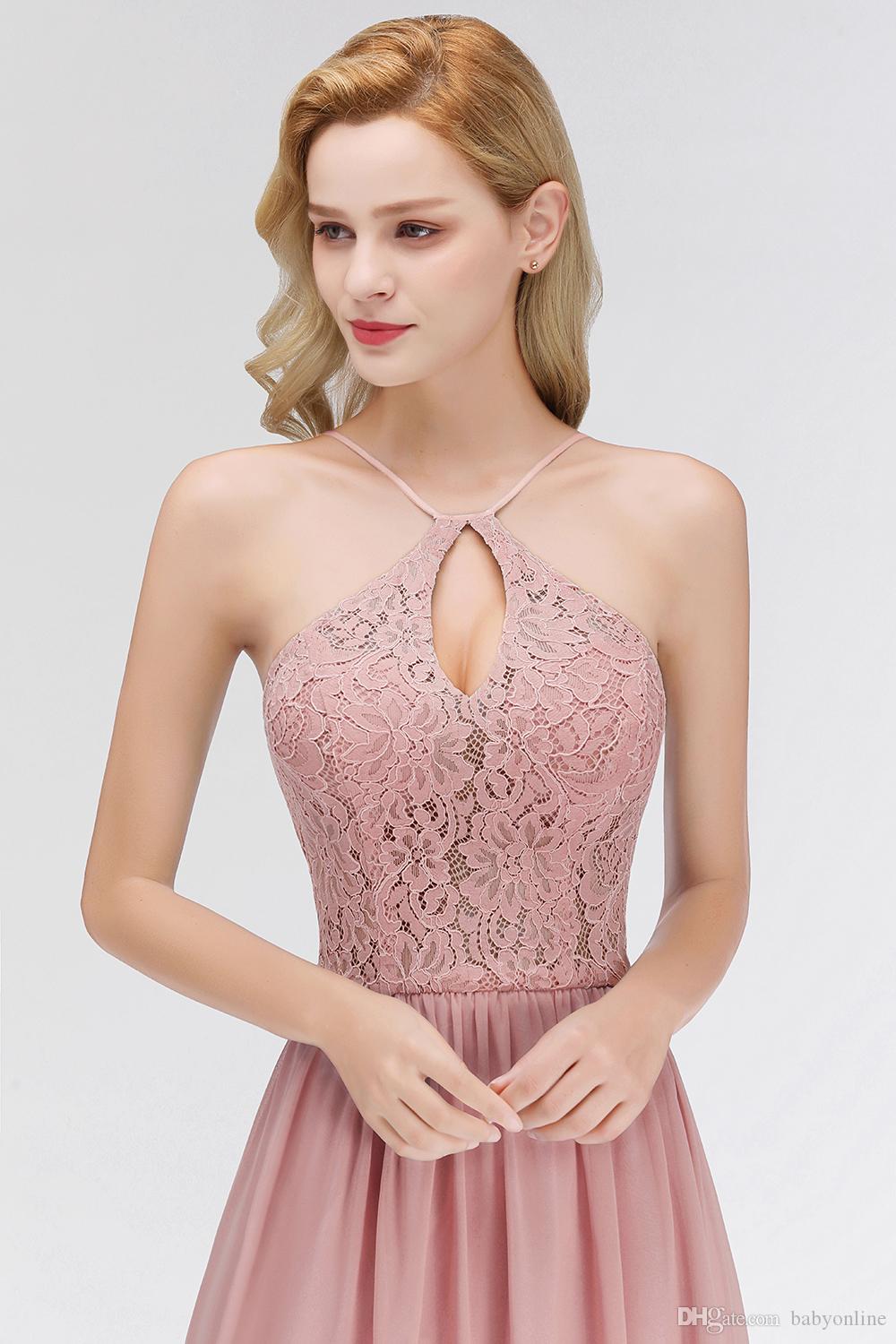 Under $40 Bridesmaid Dresses Summer Beach Boho Chiffon Lace Wedding Guest Party Dress Cheap Evening Prom Gowns CPS1069