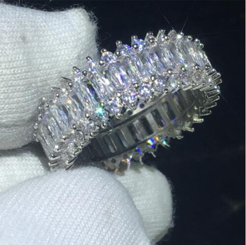 Fashion Tennis Promise ring 5A Cz Stone White Gold Filled Statement Party wedding band ring for women Men Finger Jewelry