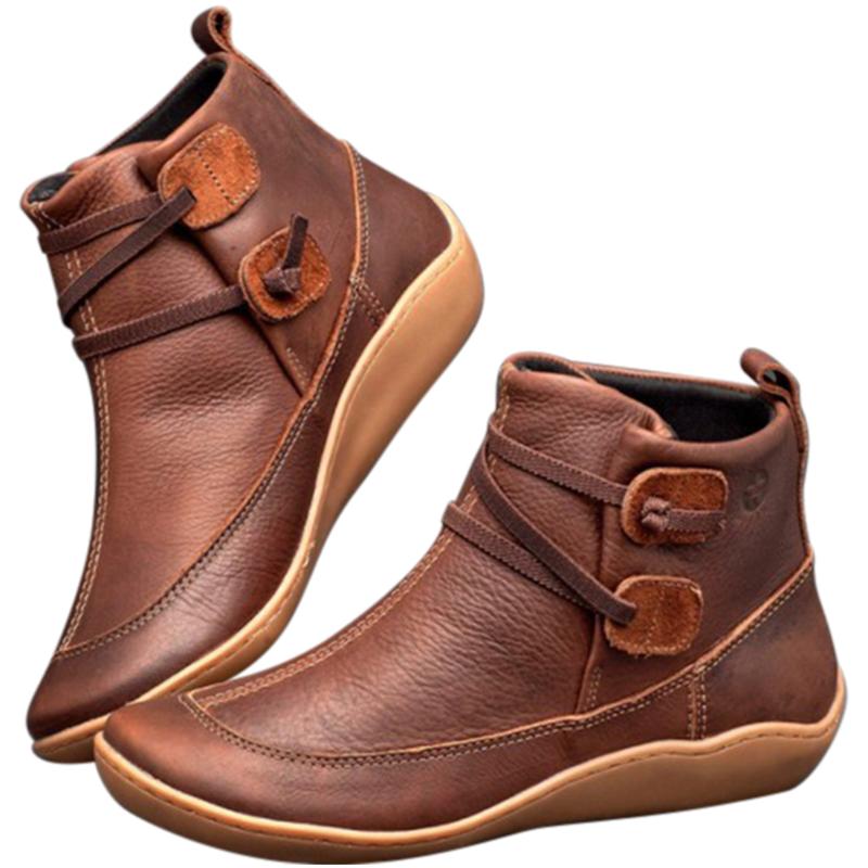 New Hot Women Winter Snow Boots Leather Ankle Spring Flat Shoes Woman Short Boots YAA99, Brown