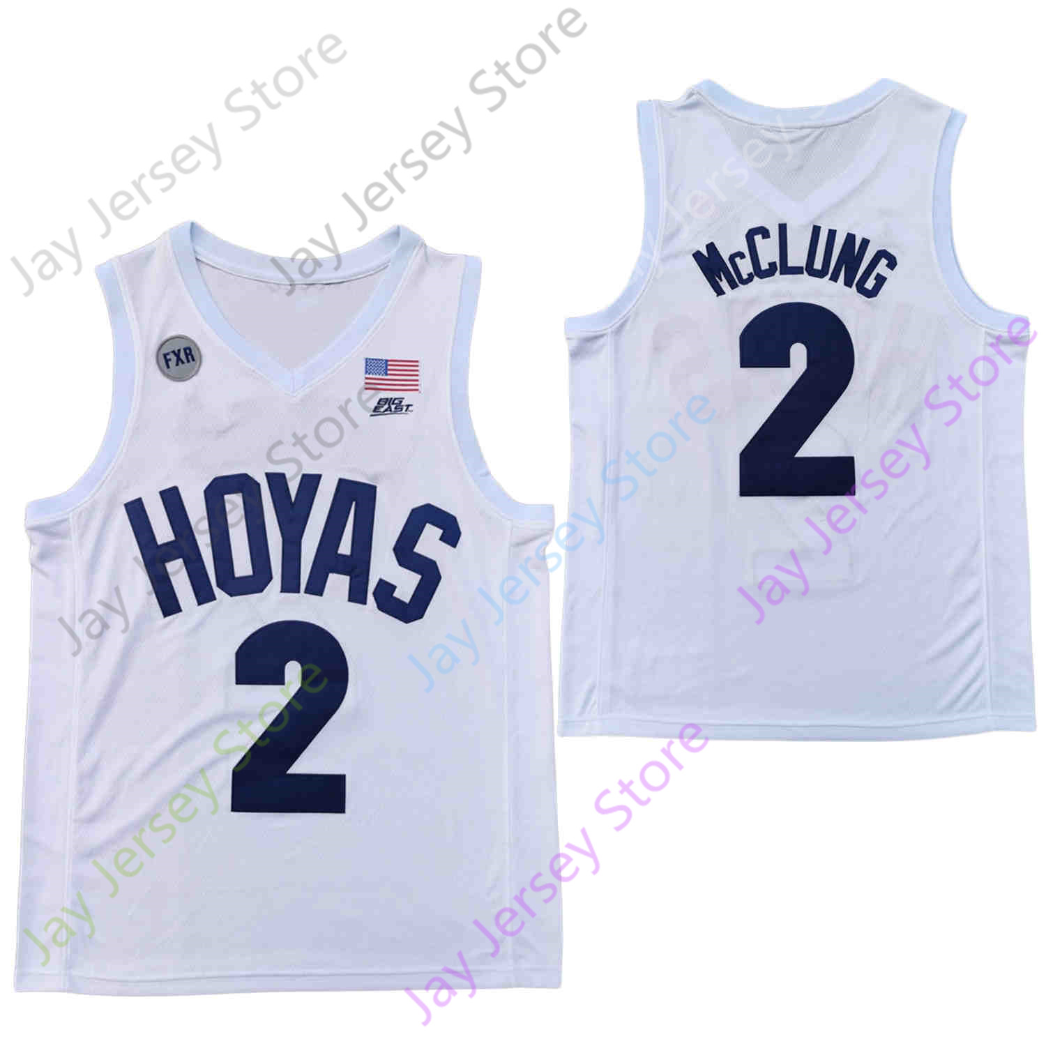 2020 New NCAA College Georgetown Hoyas Jerseys 2 Mac McClung Basketball Jersey White Navy Grey Size Youth Adult