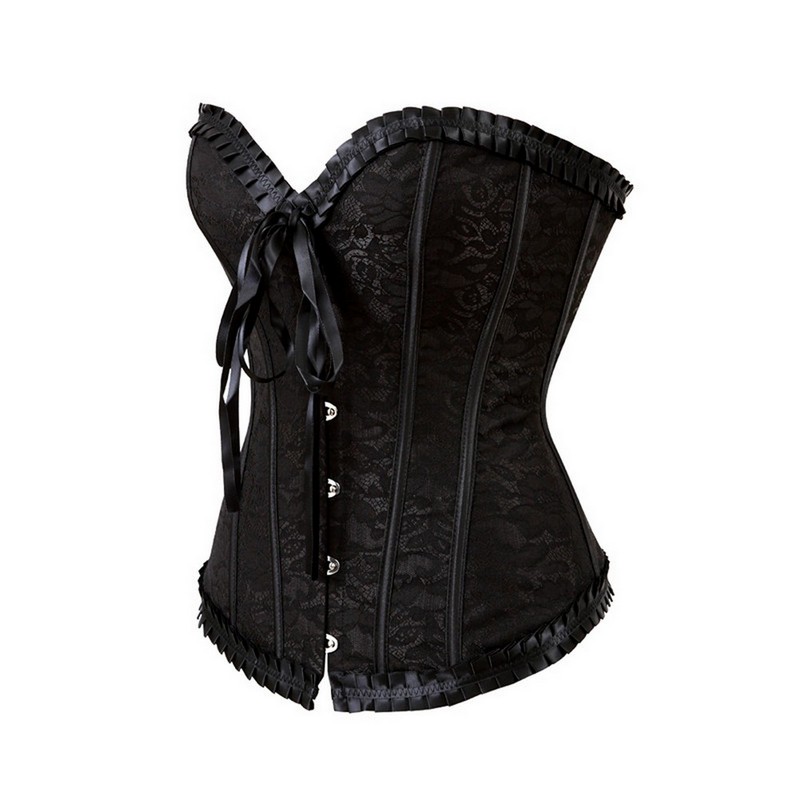 Classic Ladies' Dancewear: Plus Sizes Available, Pleated Lace-Up Burlesque Bustier with Ruffled Edges