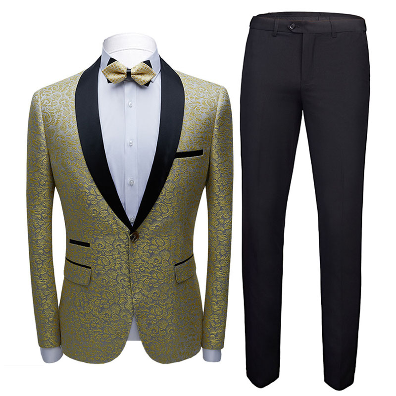 Men Tuxedos Banquet Stage Costume Slim Fit Gold Jacquard Suits Party Prom Nightclub Singer Host Dancer Ball 2 Pieces Shawl Lapel, 1098 two piece
Men Tuxedos Banquet Stage Costume Slim Fit Gold Jacquard Suits Party Prom Nightclub Singer Host Dancer Ball 2 Pieces Shawl Lapel, 1098 two piece
