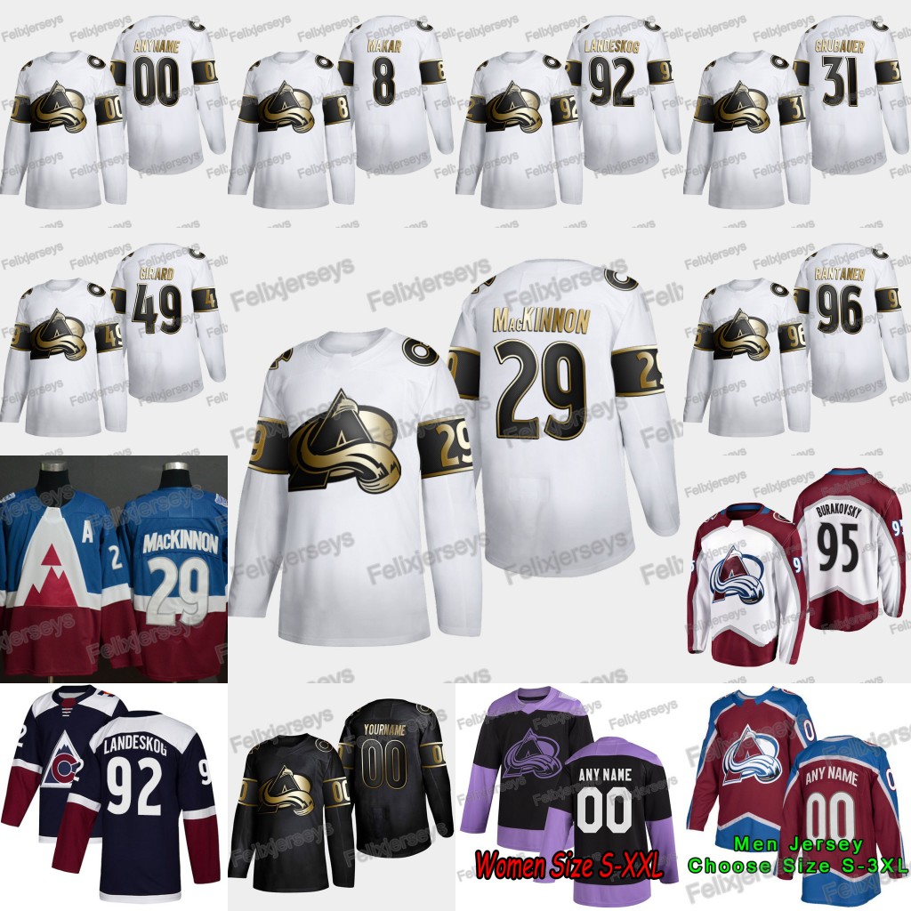 2020 White Golden Edition Colorado Avalanche Nathan MacKinnon Mikko Rantanen Cale Makar Burakovsky Donskoi Nazem Kadri Landeskog Jerseys, Black;red
2020 White Golden Edition Colorado Avalanche Nathan MacKinnon Mikko Rantanen Cale Makar Burakovsky Donskoi Nazem Kadri Landeskog Jerseys, Black;red