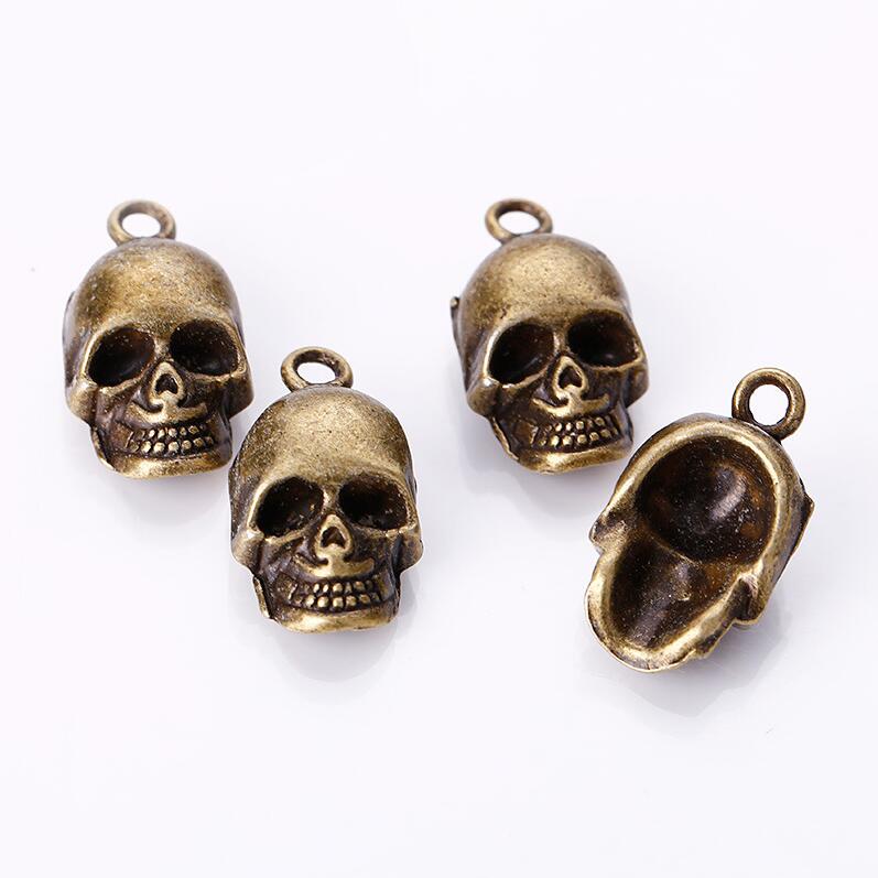 100pcsbag Ancient Silver Bronze 2012mm Skeleton Skull Charms Pendants Designer Jewelry Making Necklace Bracelet Accessories