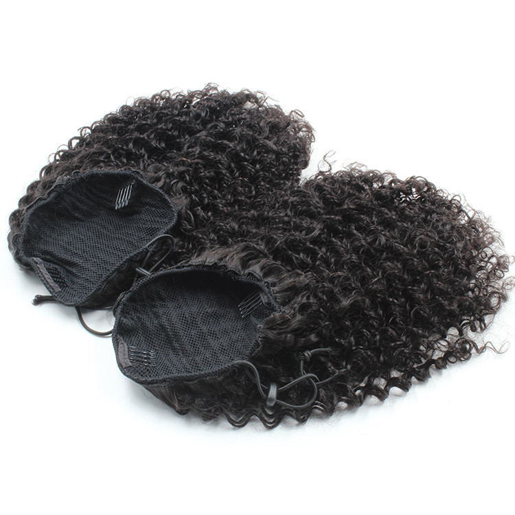 140g African american jet black Afro Puff Kinky Curly ponytails human hair extension natural curly updos pony tail hairpieces