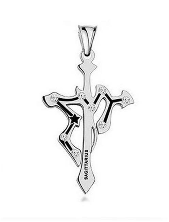 Men and women twelve constellation necklace cross personality titanium steel pendant DJN38 mix order Pendant Necklaces jewelry
