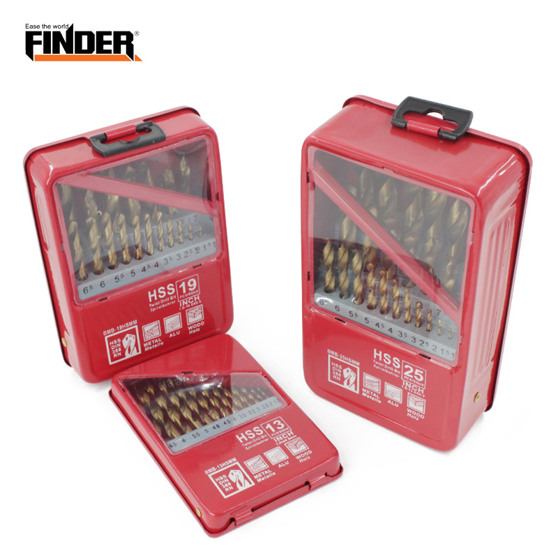 FINDER 13/19/25PCS 1.0~13mm HSS Titanium Coated Drill Bit Set For Metal Woodworking Drilling Power Tools Accessories In Iron Box
FINDER 13/19/25PCS 1.0~13mm HSS Titanium Coated Drill Bit Set For Metal Woodworking Drilling Power Tools Accessories In Iron Box