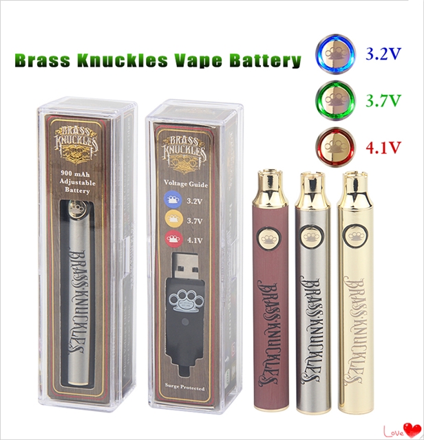 Brass Knuckles Battery Preheating Variable Voltage 650mAh 900mAh eCig VV Vape Battery Pen For 510 Thread Thick Oil Dab Cartridge Dank Vapes
Brass Knuckles Battery Preheating Variable Voltage 650mAh 900mAh eCig VV Vape Battery Pen For 510 Thread Thick Oil Dab Cartridge Dank Vapes