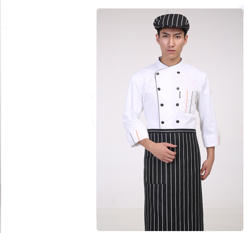 Wholesale Price High Quality Men Chef Shirt Apron Hotel Overall Uniform Clothes Double-breasted Pocket Men's Dress Shirts